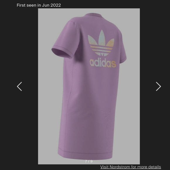 ADIDAS ORIGINALSCotton T-shirt Dress In Bliss Lilac sz-XL  nwt pit 23.5 47 Bust) - Picture 3 of 9